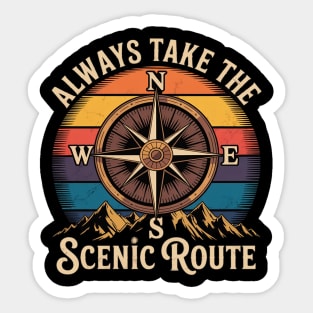 Always Take The Scenic Route Hiker Mountain Hiking Adventure Sticker